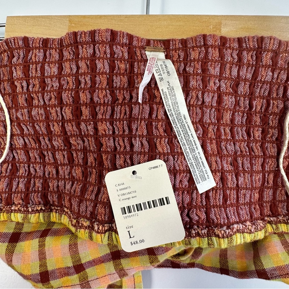 Free People NWT Salty Waters Bandeau Top Orange Motif Size Large - Picture 6 of 8